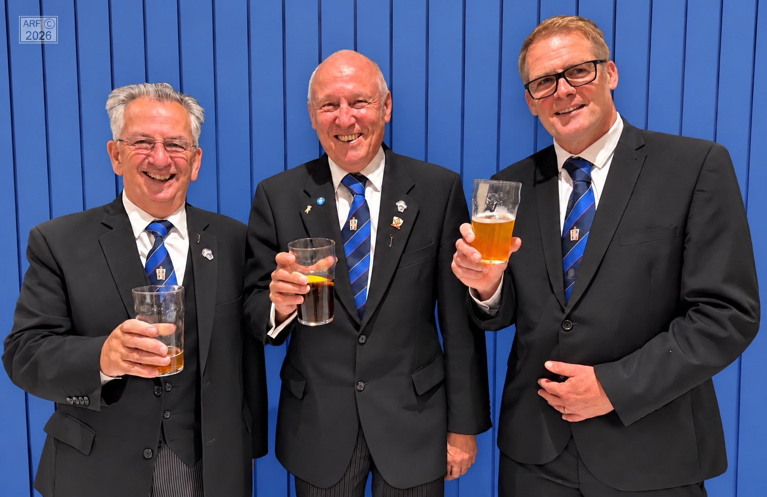 V.W. Bro. John Burrell, W. Bro, David Hewitt, and IPM W. Bro. Chris Rees